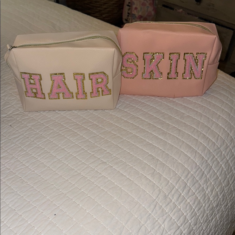 Pink and Cream Cosmetic Bags